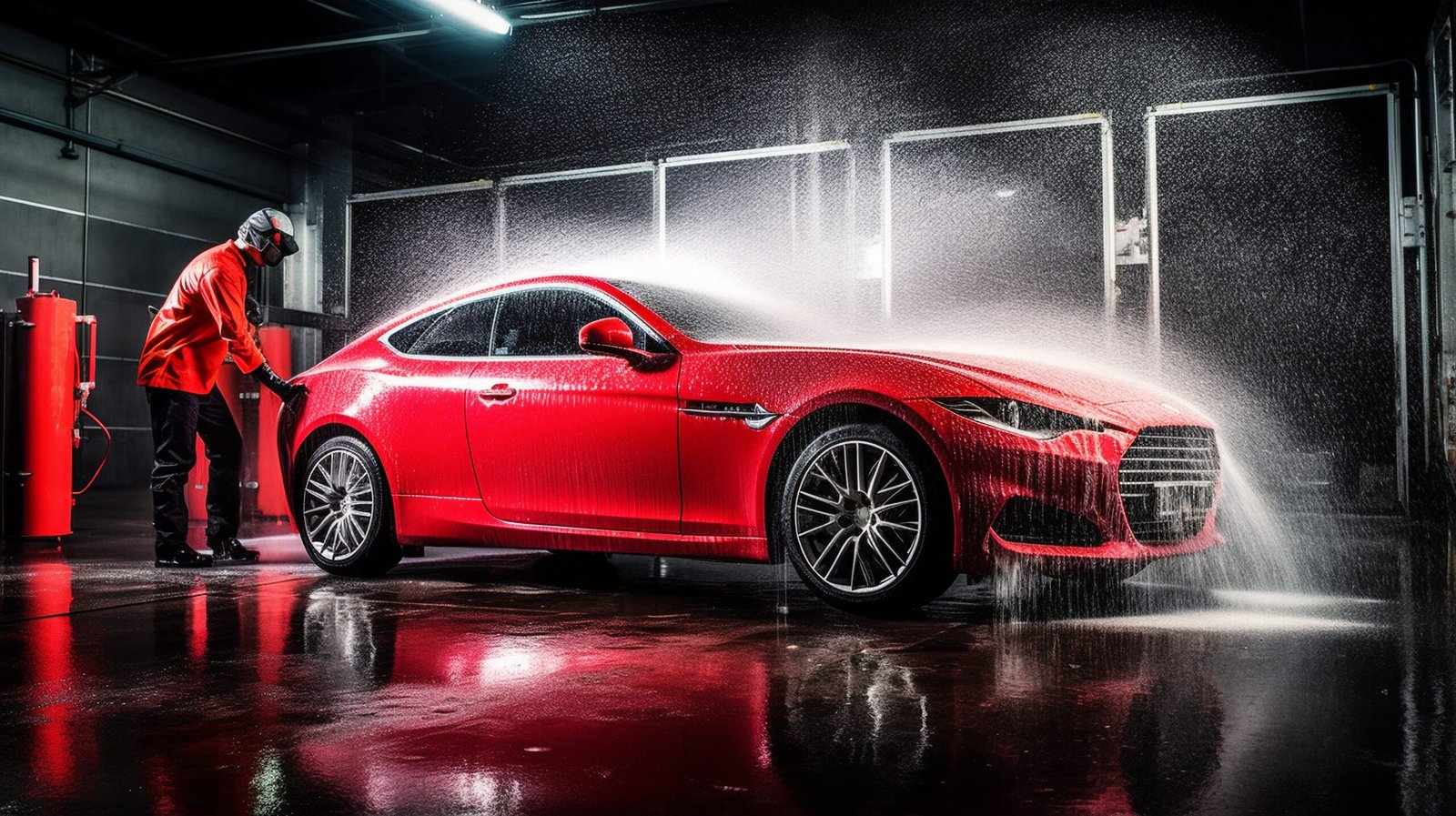 red-jaguar-car-is-spraying-water-garage-scaled-1.jpg